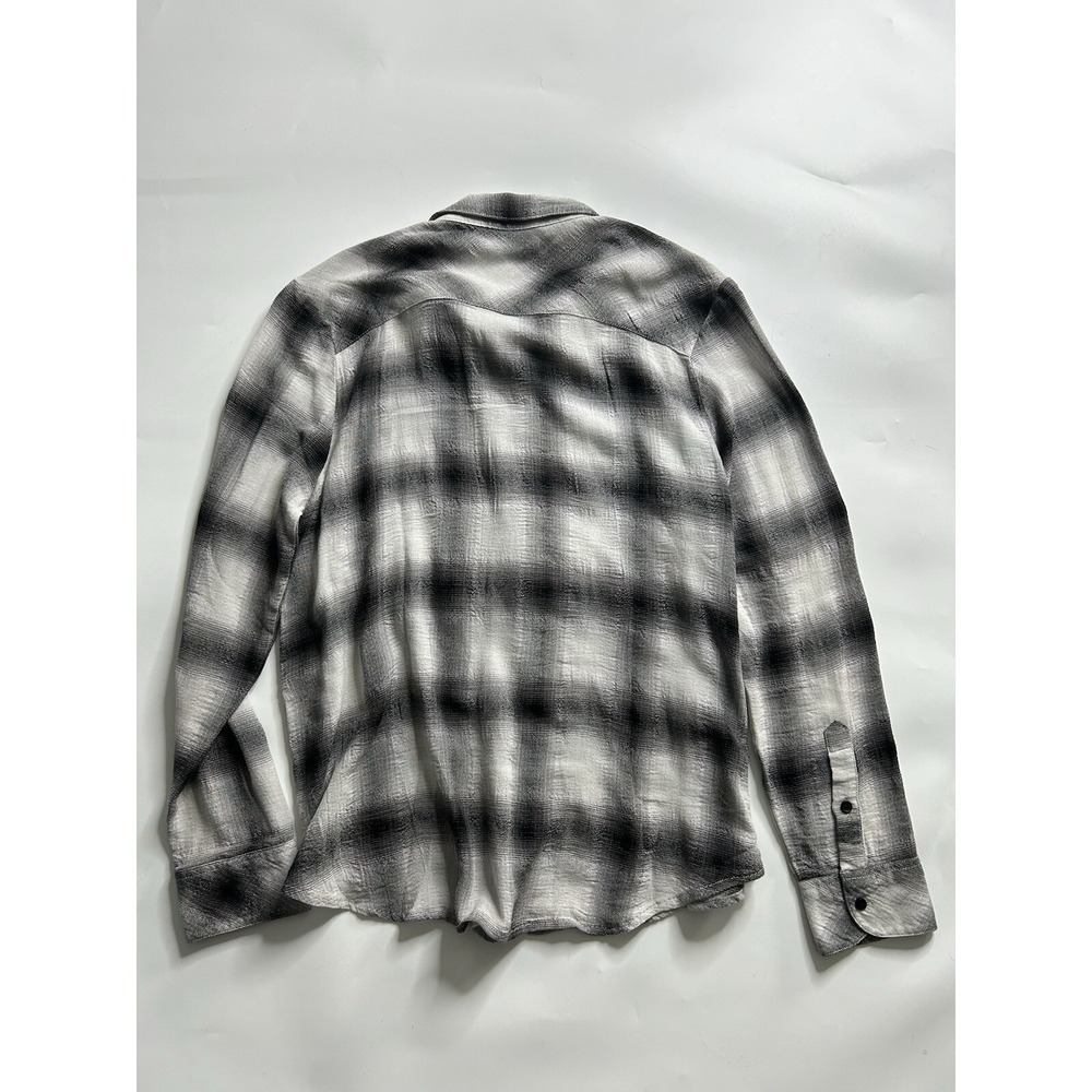 Sundance Catalog Dylan Shirt Women's Small Wool Blend Flannel Black White Plaid - Picture 8 of 8